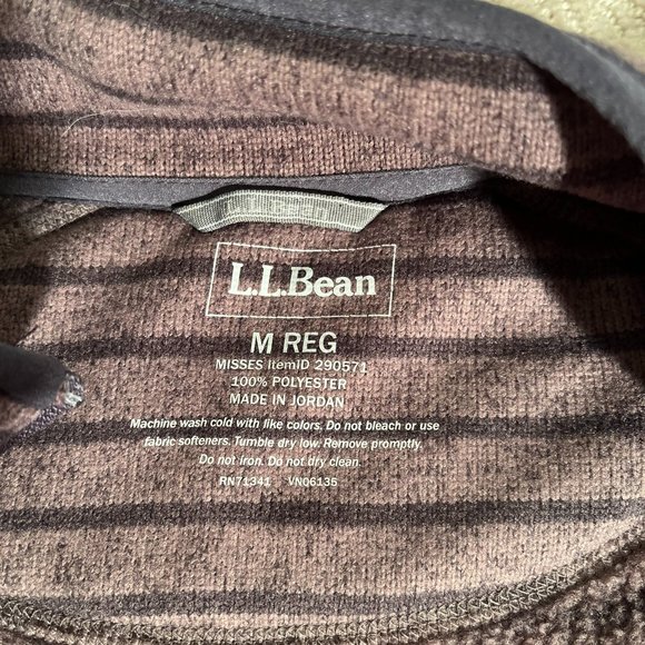LL Bean Striped Sweater Fleece Full-Zip Jacket Size medium regular misses - Picture 5 of 9
